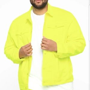 Fashion nova denim jacket neon yellow (New in Bag)